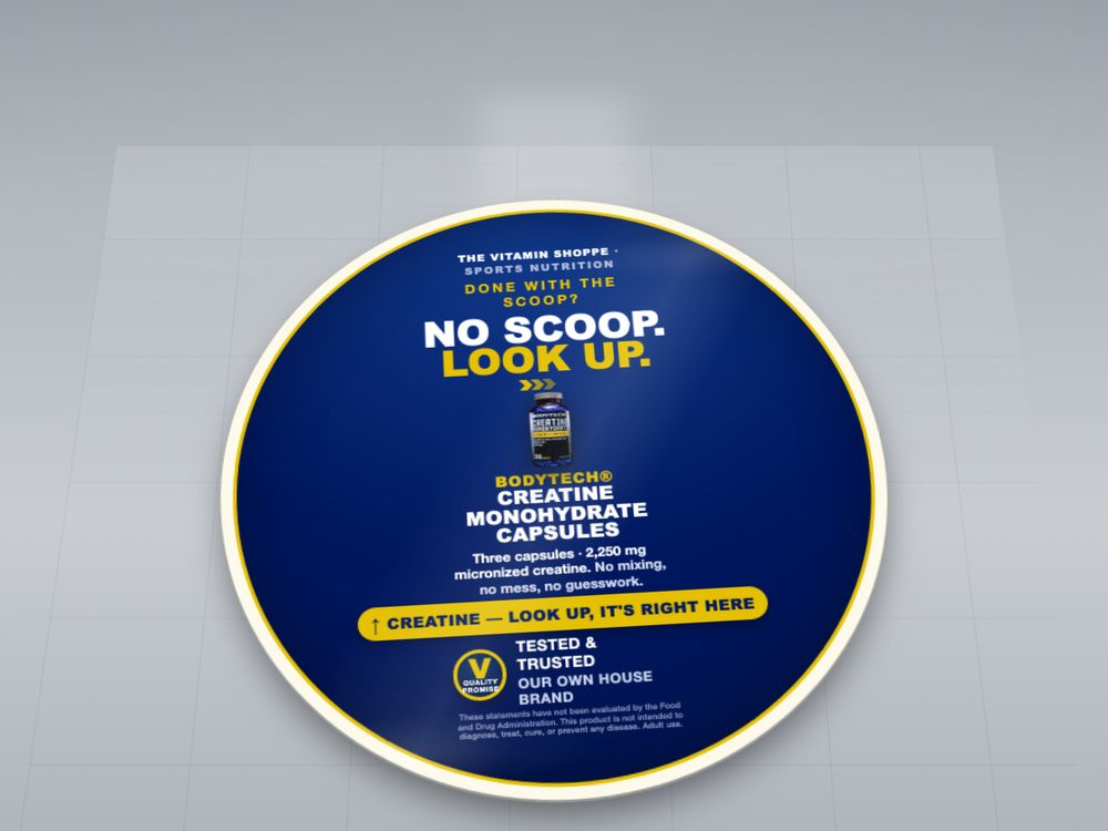 Floor decal, BodyTech Creatine Monohydrate Capsules, for The Vitamin Shoppe, made by SalesChef