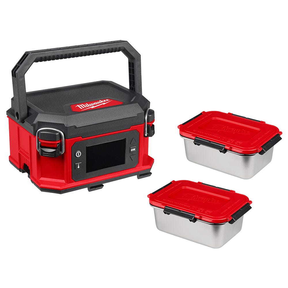 Milwaukee M18 PACKOUT Heating Lunch Box and two food containers